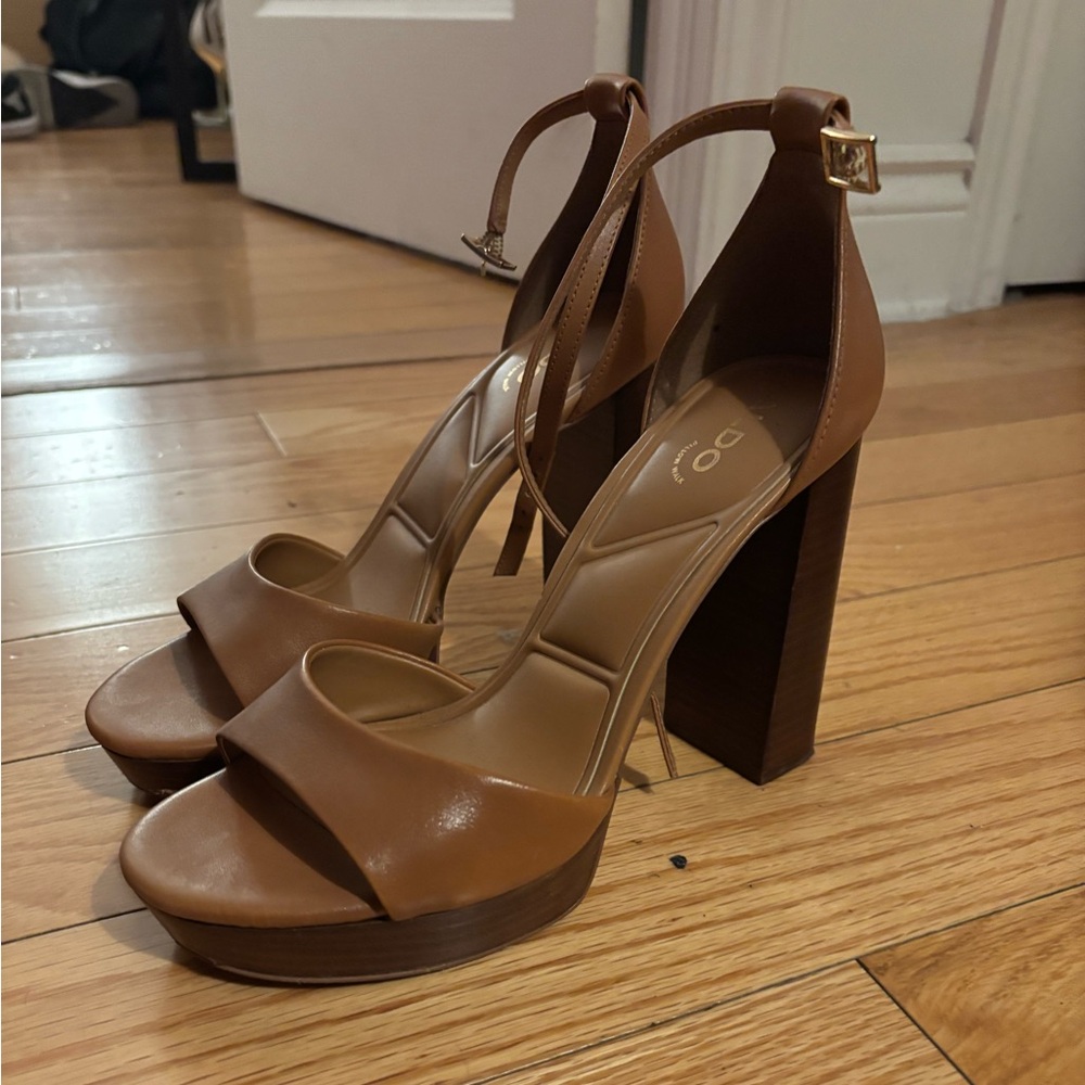 Brown Block Heel Sandals